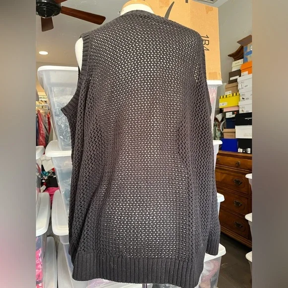 Black Cold Shoulder Sweater - Picture 3 of 6